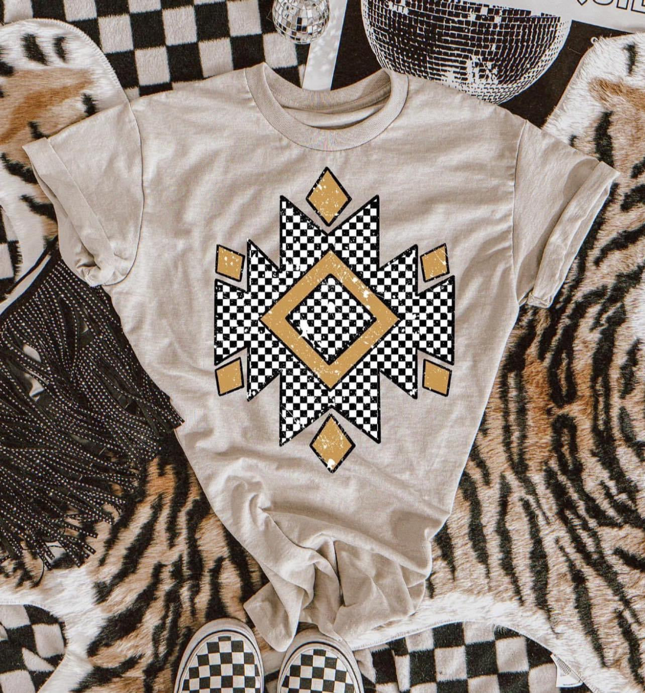 Checkered Aztec Graphic Tee